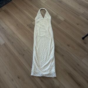 Elegant White Halter Dress